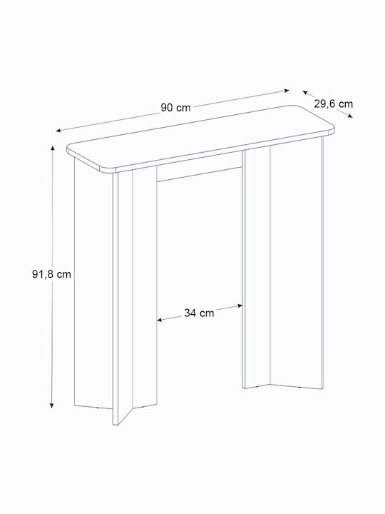 Consolă Din Lemn Travertine L90x l29,6x Î91,8cm