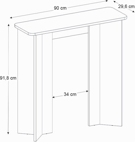 Wooden Console Travertine L90xW29.6xH91.8cm