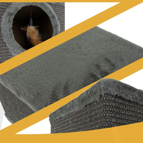 Căsuță pentru Pisici Interior Moale Jucărie Picioare din Lemn 38 x 32 x 32 cm Gri