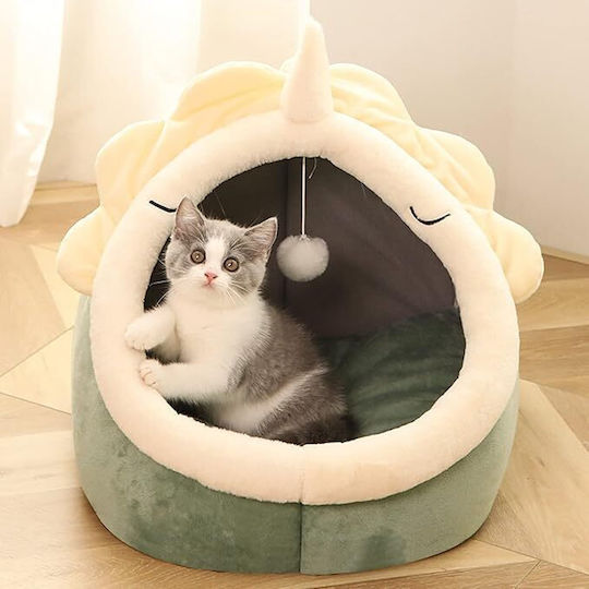 Small Breed Dog Cat Bed Size L Polyester Unicorn Design 42x42x35 Cm Green