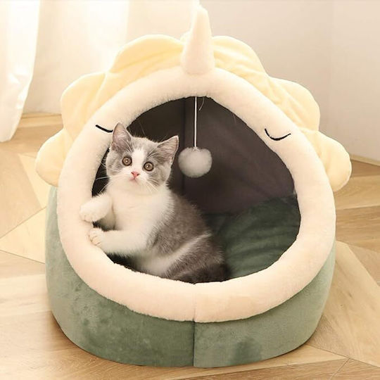 Small Breed Dog Cat Bed Size L Polyester Unicorn Design 42x42x35 Cm Green