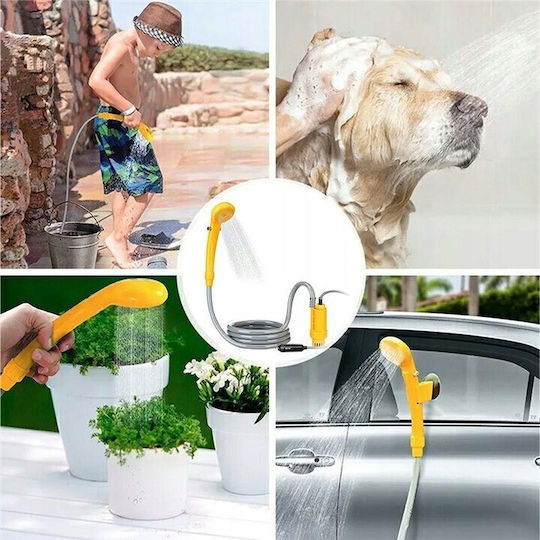 Set Duș Portabil Pentru Mașină Pompă Electrică Zola 60w 5l/min Reglare Debit Apă Alimentare Priză Brichetă 12v Cârlig Montare Ventuză Furtun 2m Galben