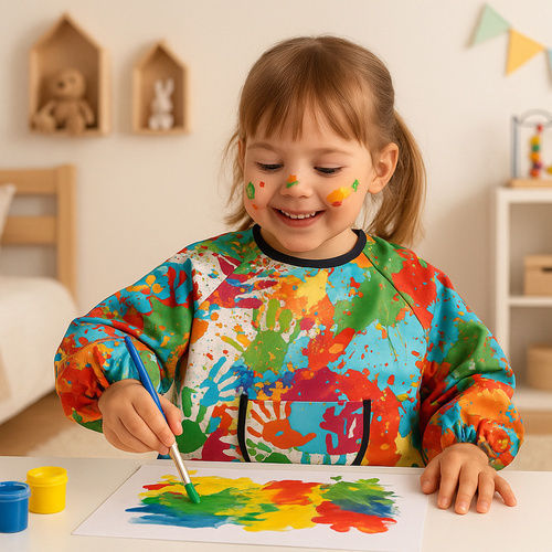 Salopetă Impermeabilă Pictură Activități Creative Zola 1-3 Ani Mâneci Elastice Reglabile Buzunar 51 X 40 Cm Multicolor