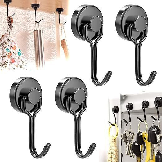 Set 12 Neodym Magnete Haken Organisation 16 × 45 Mm Schwarze