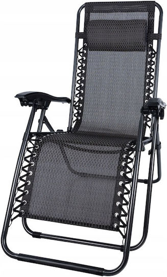 Șezlonguri de Plajă Gri Pliabile din Oțel cu Pernă 173x65cm 2 Bucăți