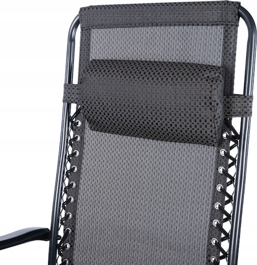 Șezlonguri de Plajă Gri Pliabile din Oțel cu Pernă 173x65cm 2 Bucăți