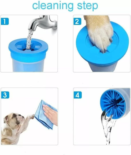 Dispozitiv Silicon Curățare Lăbuțe Animale Mărime M 11 X 10 Cm Albastru