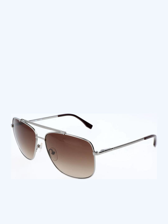 Lacoste Men's Sunglasses with Silver Metal Frame and Black Lens L188S-035