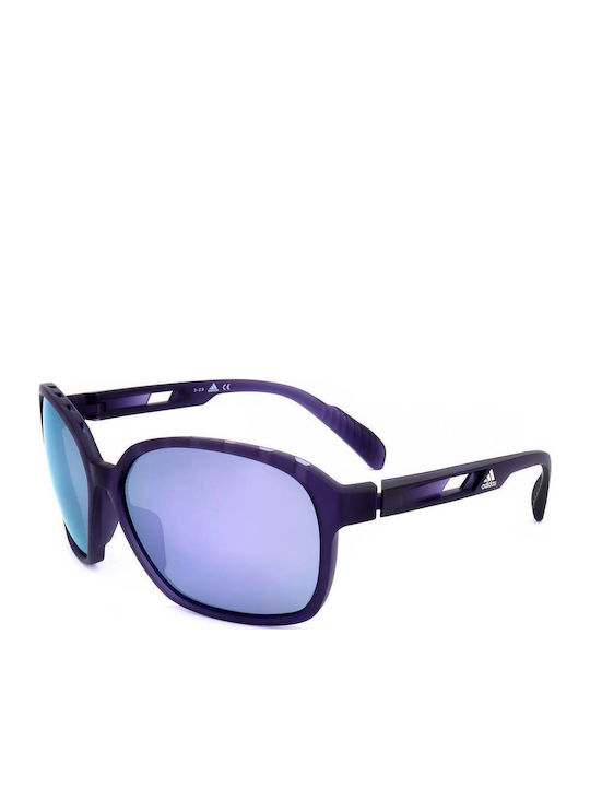 adidas Women's Sunglasses with Purple Plastic Frame and Blue Mirror Lens