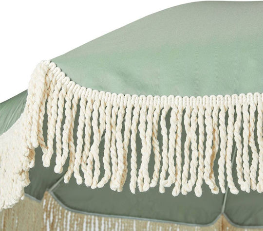 Ομπρέλα Στρογγυλή Ξύλινη Boho Lounge Πράσινη Φ1.6m