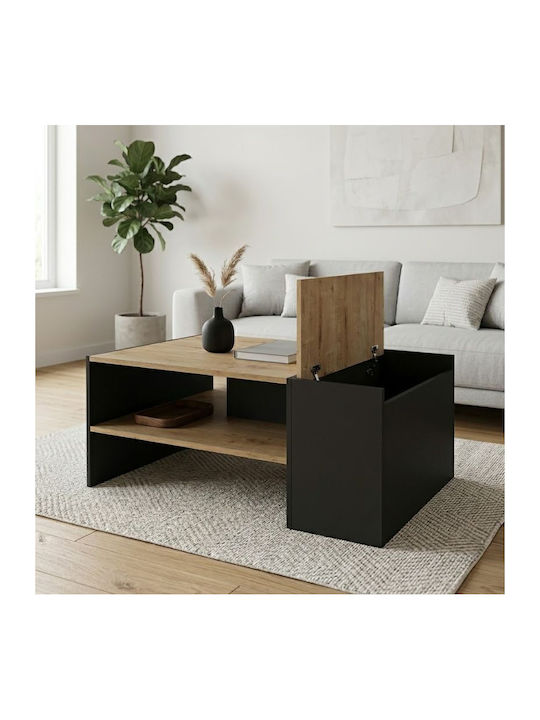 Rectangular Central Coffee Table Izia Wooden Sapphire Oak - Anthracite W110xD60xH45cm