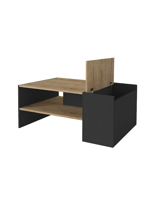 Rectangular Central Coffee Table Izia Wooden Sapphire Oak - Anthracite W110xD60xH45cm