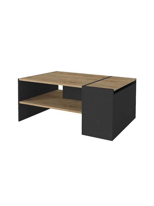 Rectangular Central Coffee Table Izia Wooden Sapphire Oak - Anthracite W110xD60xH45cm