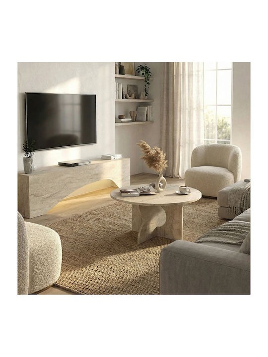 Кръгла Централна Маса Mara Дървена Travertine 75x75x36.8см