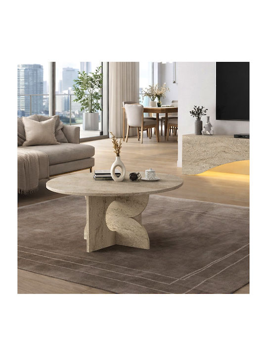 Кръгла Централна Маса Mara Дървена Travertine 75x75x36.8см