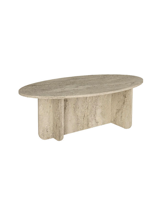 Овално Централно Кафе Масичка Ravey Дървено Travertine Ш120xД60xВ39.6см