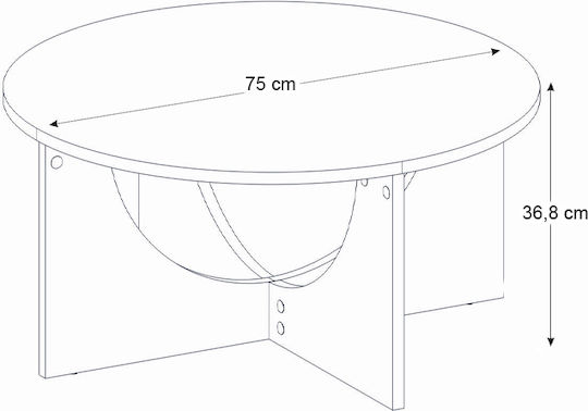 Στρογγυλό Κεντρικό Τραπεζάκι Lemmar Ξύλινο Sandstone Μ75xΠ75xΥ36.8εκ.