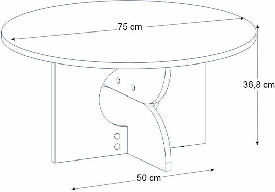 Masa Centrală Rotundă Mara Din Lemn Travertin 75x75x36.8cm
