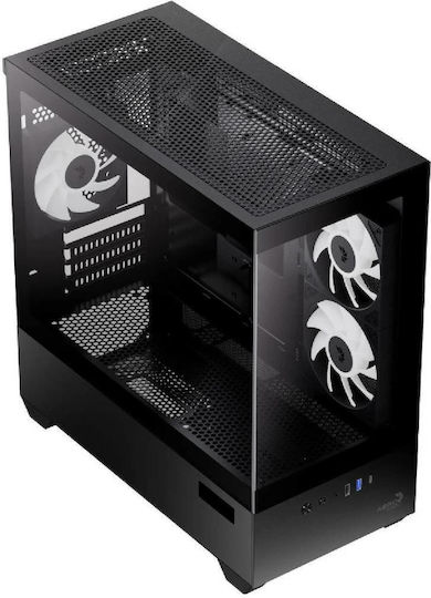 Aerocool P300D Digi-G-BK-v1 Gaming Mini Tower Carcasă PC cu Deschidere Laterală Neagră