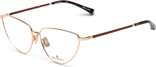 Belstaff Women's Metal Prescription Eyeglass Frame with Clip-On Gold