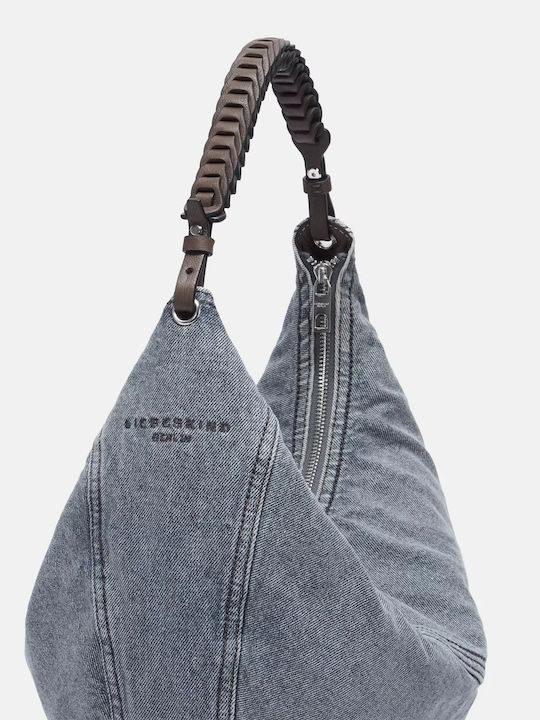 Damen Schultertasche Aus Leder Blau