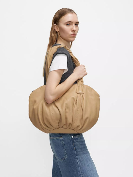Damen Leder Shopper Schulter Beiges