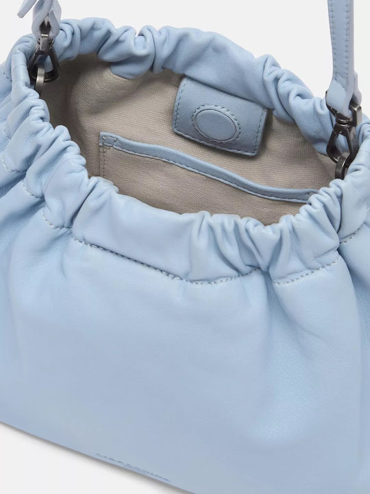 Damen Leder Schultertasche Hellblau