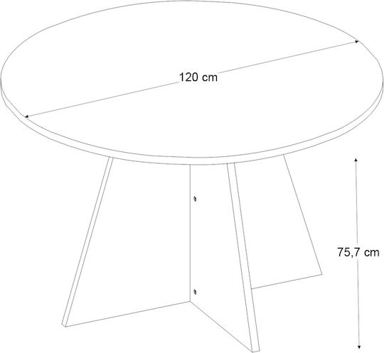 Rundes Esszimmertisch aus Holz Sencron Schwarz 120x120x75,7cm