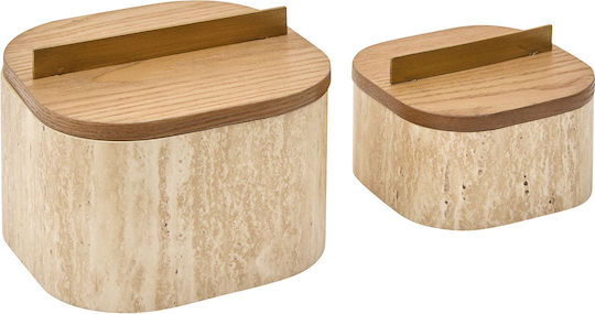 Wooden Storage Box with Lid 2 Pieces