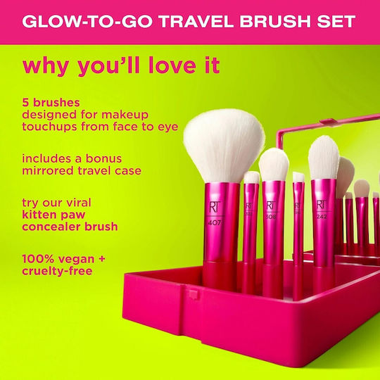 Real Techniques Glow To Go Travel Set Vivid Σετ Πινέλα Μακιγιάζ Ταξιδίου 4τμχ