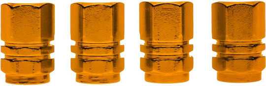 Extremo Tuning Aluminum Schrader Valve Nuts 4 Pieces Yellow Gasket