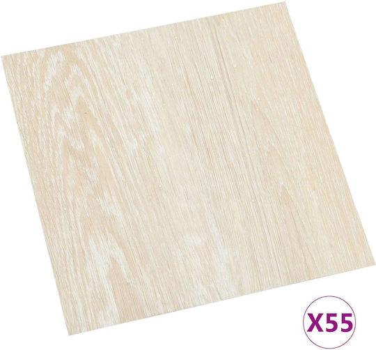 vidaXL Set Plastic Floor PVC With 55 Tiles 1.5mm L30.5xW30.5cm Beige