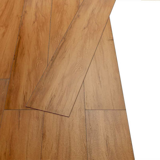 vidaXL Set Plastic Floor PVC with 18 Tiles 2mm M91.5xP15cm Brown