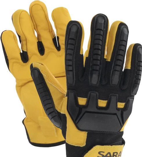 Sara Workwear Safety Gloves Black Leather