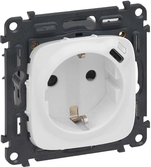 Legrand Valena Allure Einzeln Gemauert Stromsteckdose mit 1 USB-Anschluss Weiß 1Stück