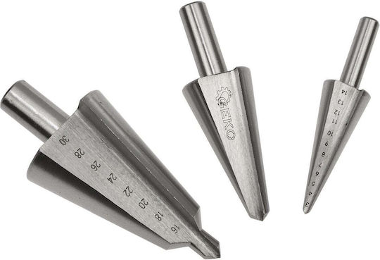 Set Burghie Treptate 3 Bucăți 3-30mm Cutie Metalică 50