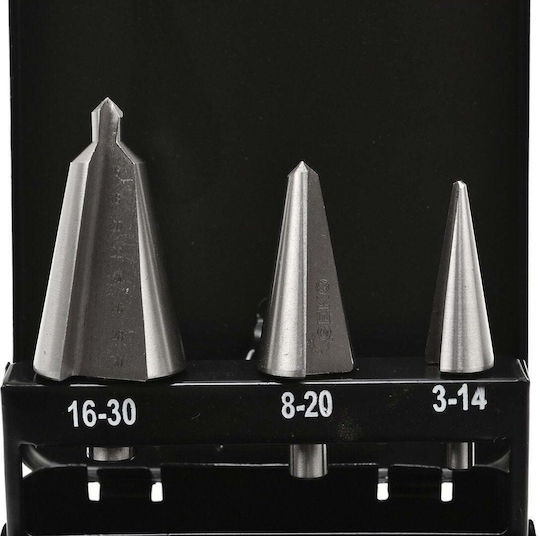 Set Burghie Treptate 3 Bucăți 3-30mm Cutie Metalică 50