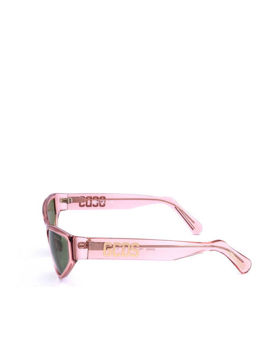 GCDS Unisex Sunglasses With Pink Frame And Green Lens GD0024 72N