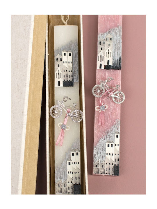 Easter Candle Flat Handmade Pin Bicycle White