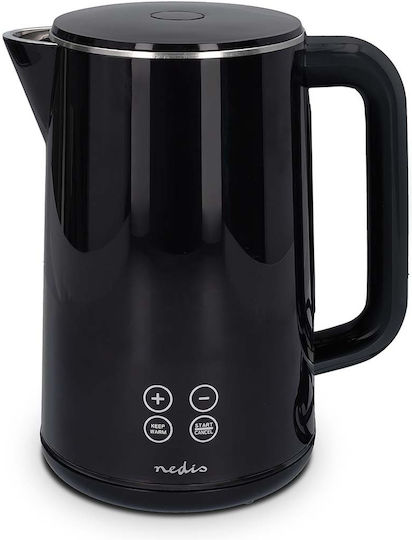 Nedis 1.7l 2200w Elektrischer Wasserkocher Temperaturanzeige Schwarze