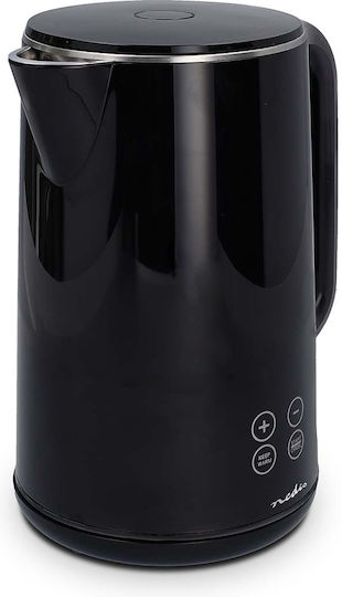 Nedis 1.7l 2200w Elektrischer Wasserkocher Temperaturanzeige Schwarze