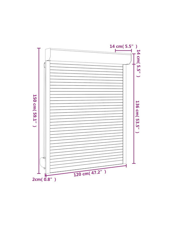 vidaXL Aluminium Fensterladen Rolle P120xH150cm