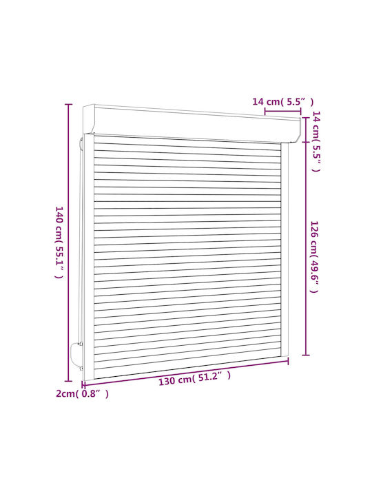 vidaXL Παντζούρι Ρολό Αλουμινίου Π130xΥ140cm