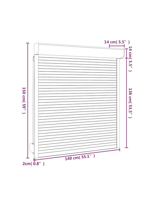 vidaXL Oblon Rulou din Aluminiu L140xÎ150cm