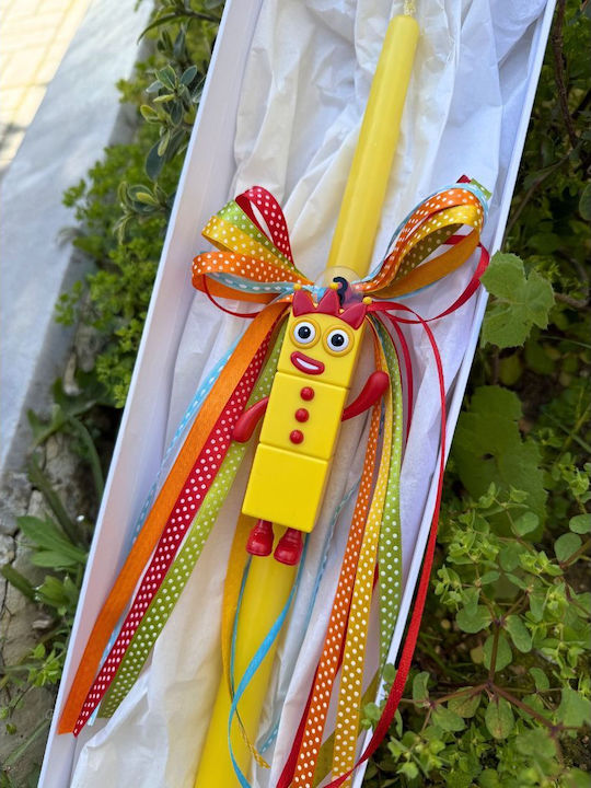 Osterkerze mit Box Nummernwürfel Drei Numberblock Drei Gelbe