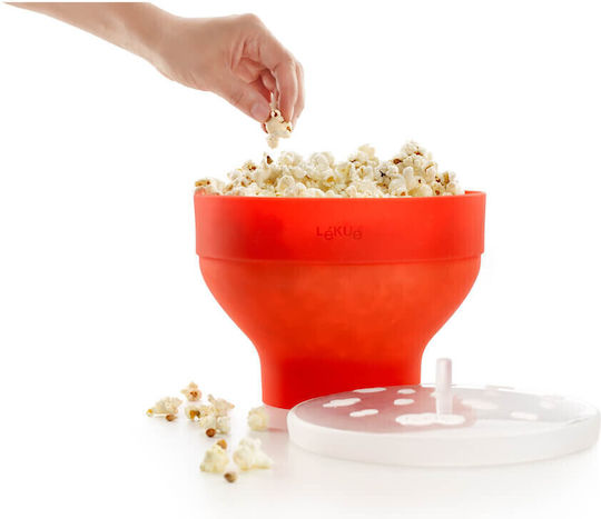 Popcorn Preparation Cup For Microwave Oven 1009035 2.8 Liters Ø20x14.5 cm Up To 3 People 60 To +220c Red