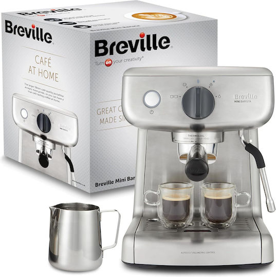 Breville Mini Barista VCF125X Μηχανή Espresso 1450W Πίεσης 15bar Ασημί VCF125X