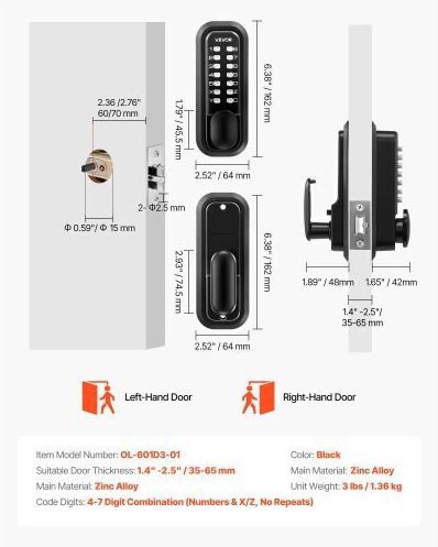 Vevor Electronic Lock in Black Colour