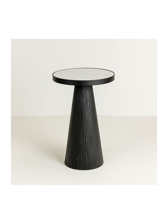 Round Side Table Lamp Wooden Natural Black M41xP41xH63.5cm