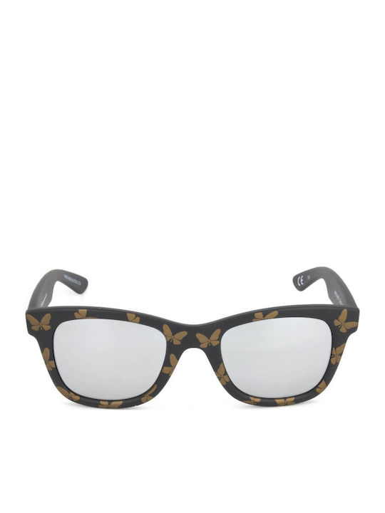 Italia Independent Damen Sonnenbrillen mit Schwarzer Schildkröte Horn umrandetem Rahmen und Silber Verlaufsfarbe Spiegelglas 0090T.FLW.071